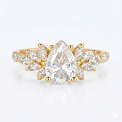 1.25 ct Pear Lab Diamond Engagement Ring | Vintage Floral