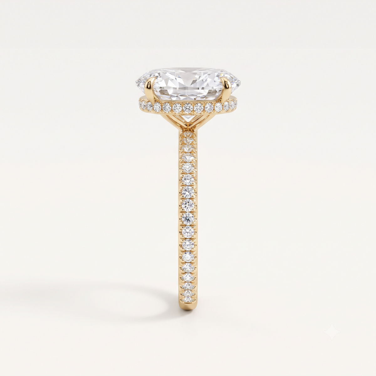 1.00 Ct Oval Cut Lab Grown Diamond Hidden Halo Engagement Ring | 1.12 Ct Total | 14K Gold