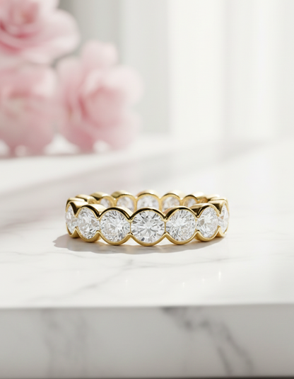 3.04 Ct Lab-Grown Eternity Ring Scalloped Bezel Band