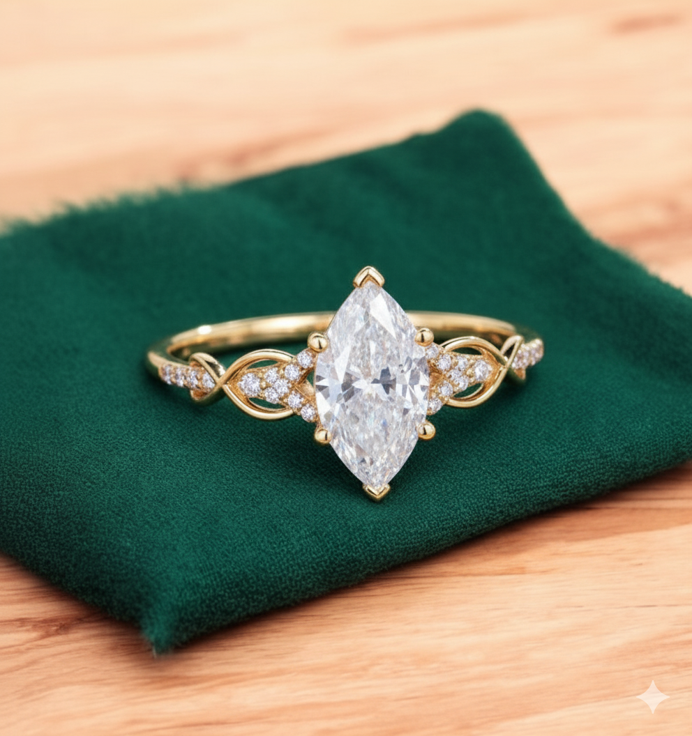 1.100 ct Marquise Lab Grown Diamond Engagement Ring