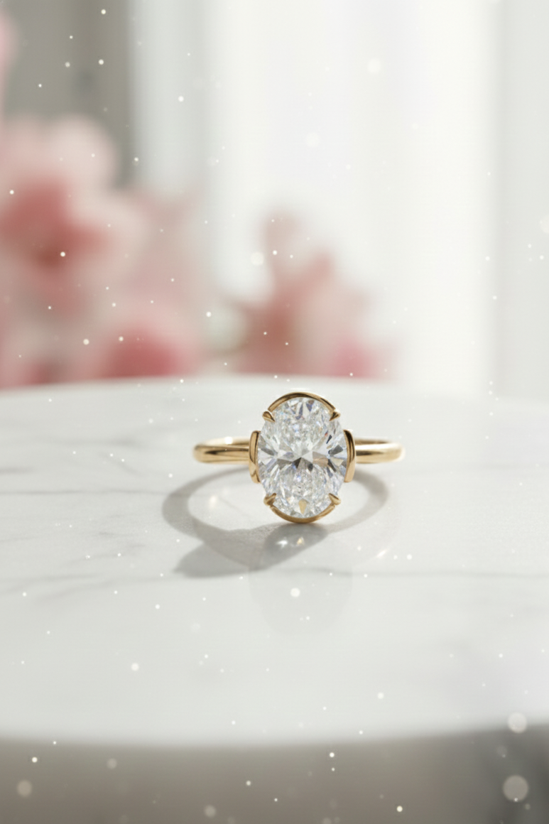1.50 Carat Oval Lab-Grown Engagement Ring – 14K Gold Promise Ring