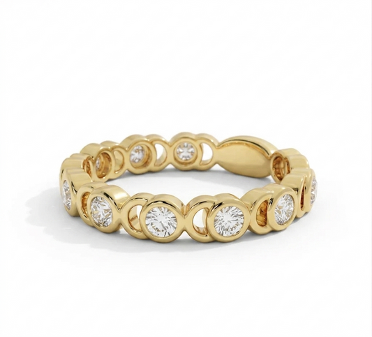 14K Gold Bezel Lab Diamond Eternity Ring