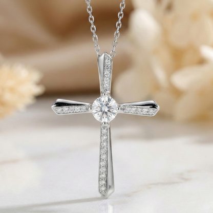 1.50Ct Cushion Lab-Grown Cross Necklace