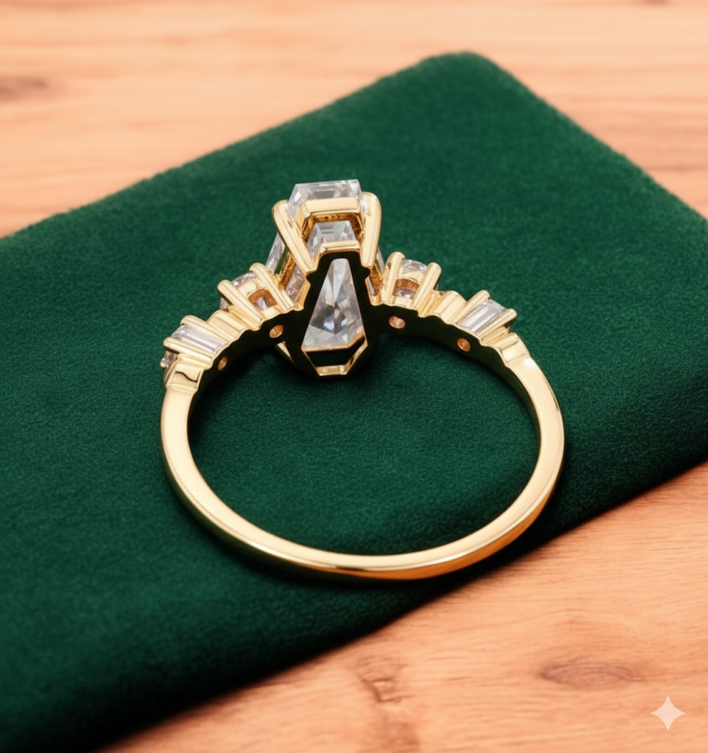 2.0ct Coffin Cut Lab Grown Diamond Engagement Ring • Unique Bridal Ring