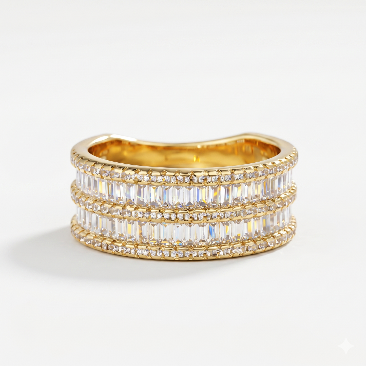 3 Row  Lab-Grown Wide Wedding Band