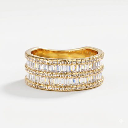 3 Row  Lab-Grown Wide Wedding Band