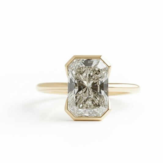 1.750 ct Radiant Cut Moissanite Engagement Ring - Half Bezel Solitaire