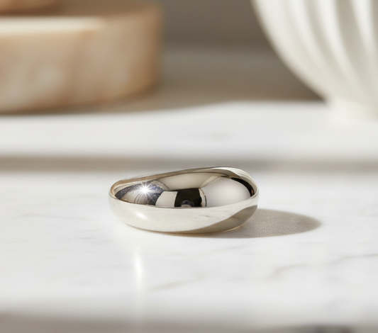Solid 14K Gold Dome Band – Chunky Gold Dome Ring