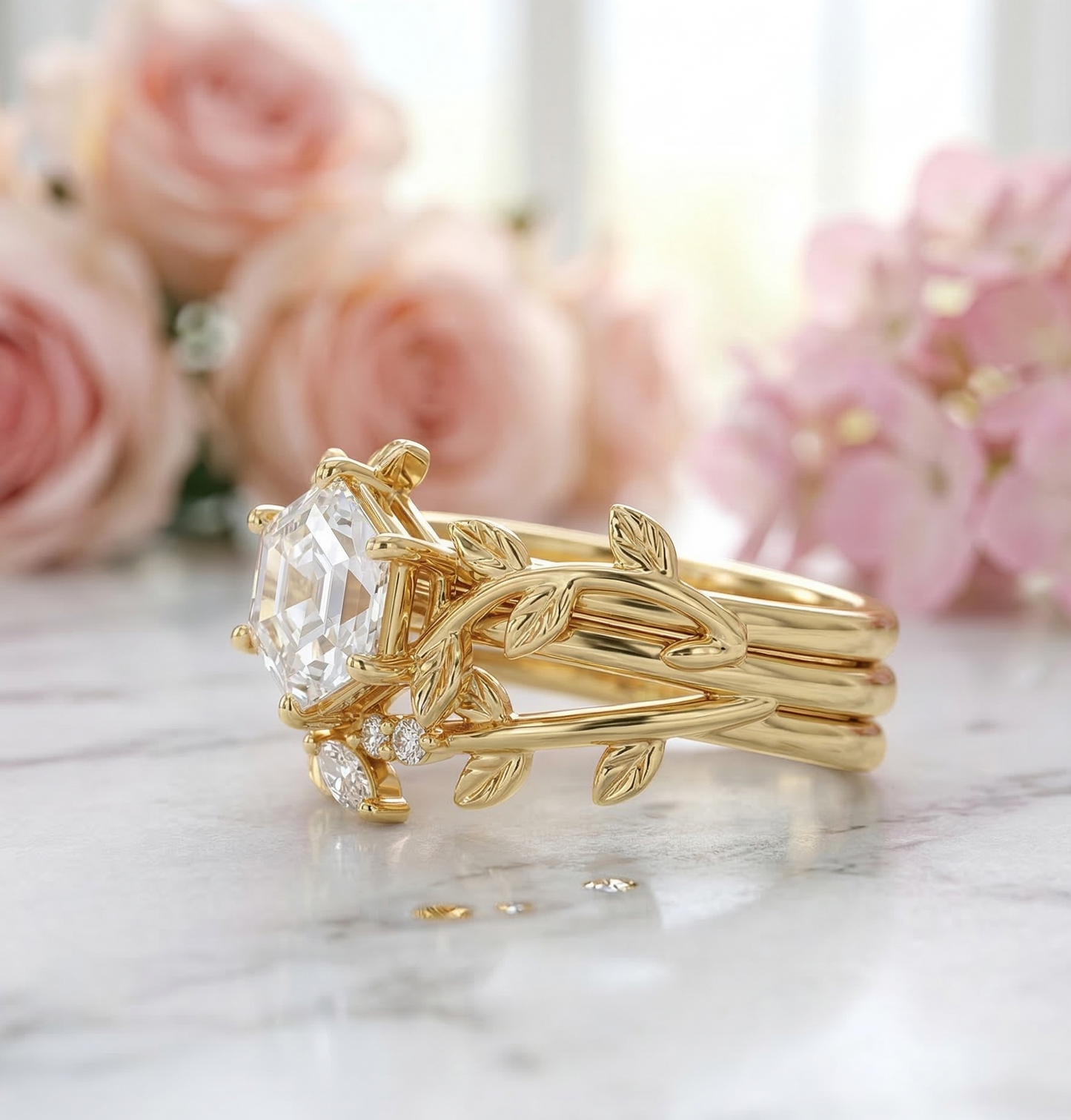 Hexagon Lab Grown Diamond Ring Set