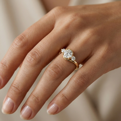 1.400ct Round Lab Grown Diamond Three Stone Engagement Ring