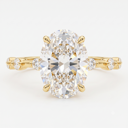 1.00ct Oval Cut Lab Grown Diamond Pavé Engagement Ring
