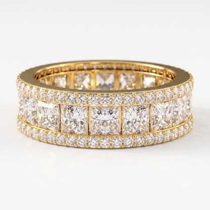 6.780 ct Princess Cut Lab Grown Diamond Full Eternity Wedding Band Ring