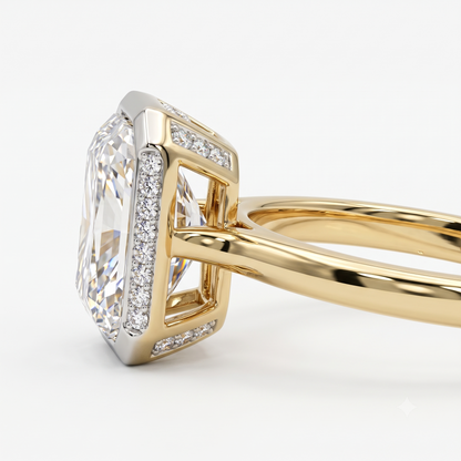 1.00ct Radiant Cut Lab Grown Diamond Modern Halo Engagement Ring