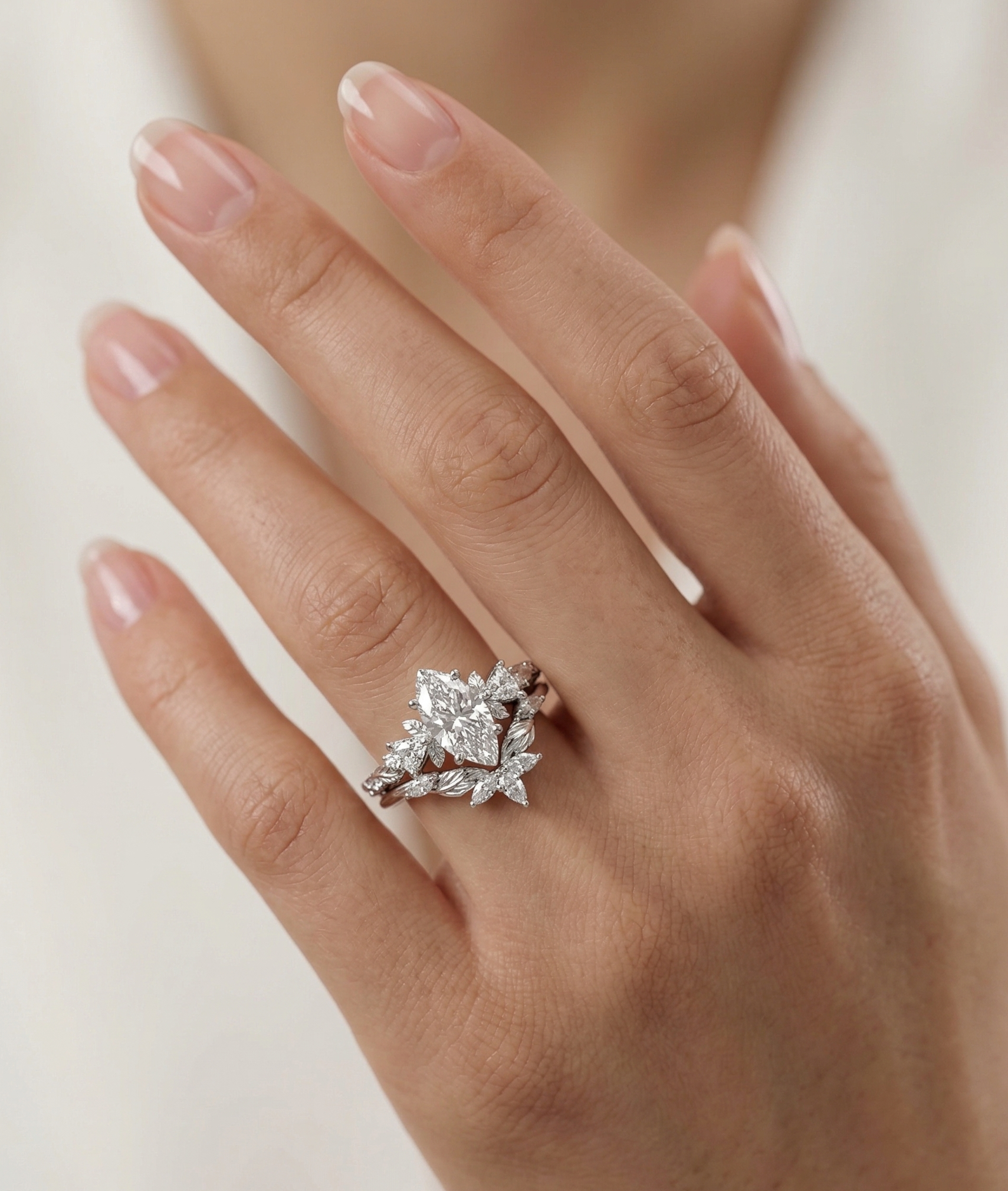 marquise diamond bridal ring set​

