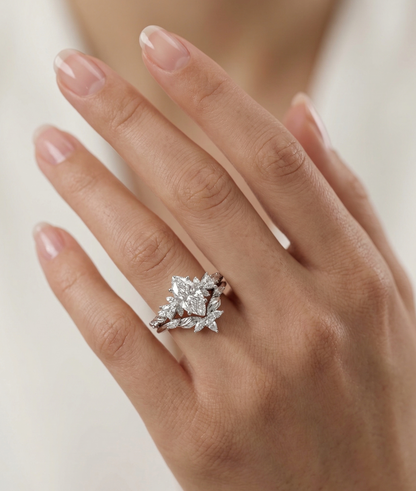 marquise diamond bridal ring set​

