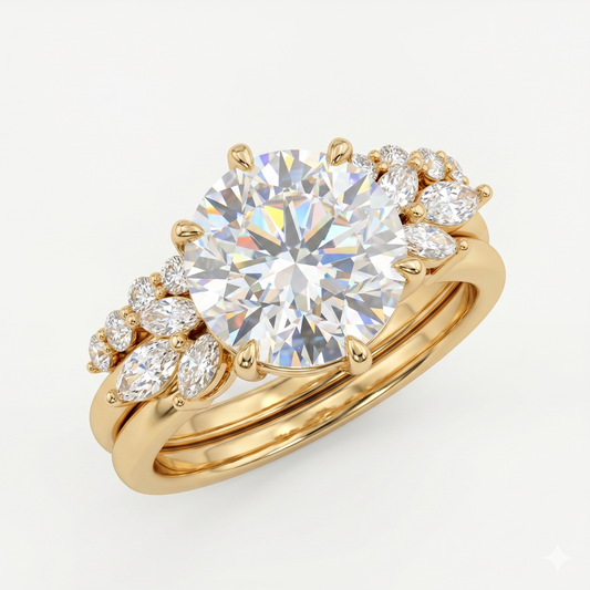 2PCS Round Lab-Grown engagement ring set