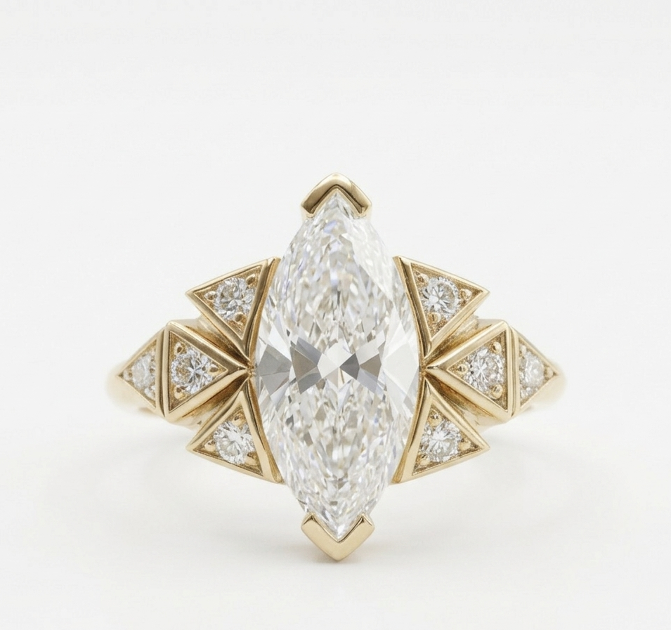 3.930ct Marquise Cut Lab-Grown Diamond Engagement Ring