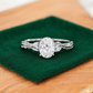 1.60ct Oval Lab Grown Diamond Engagement Ring, Leaf Art Deco Bridal Ring