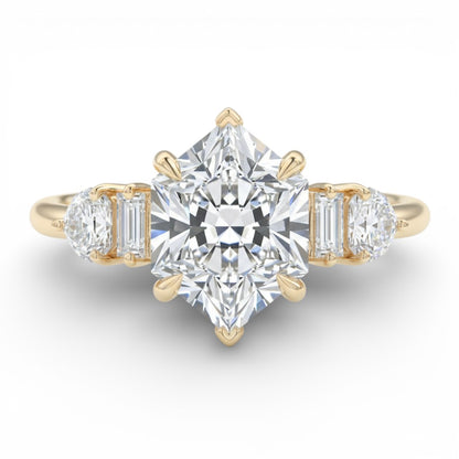 1.650ct Hexagon Lab-Grown Diamond Three Stone Engagement Ring