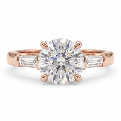 2.60 CT Round Cut Lab Grown Diamond Three Stone Engagement Ring