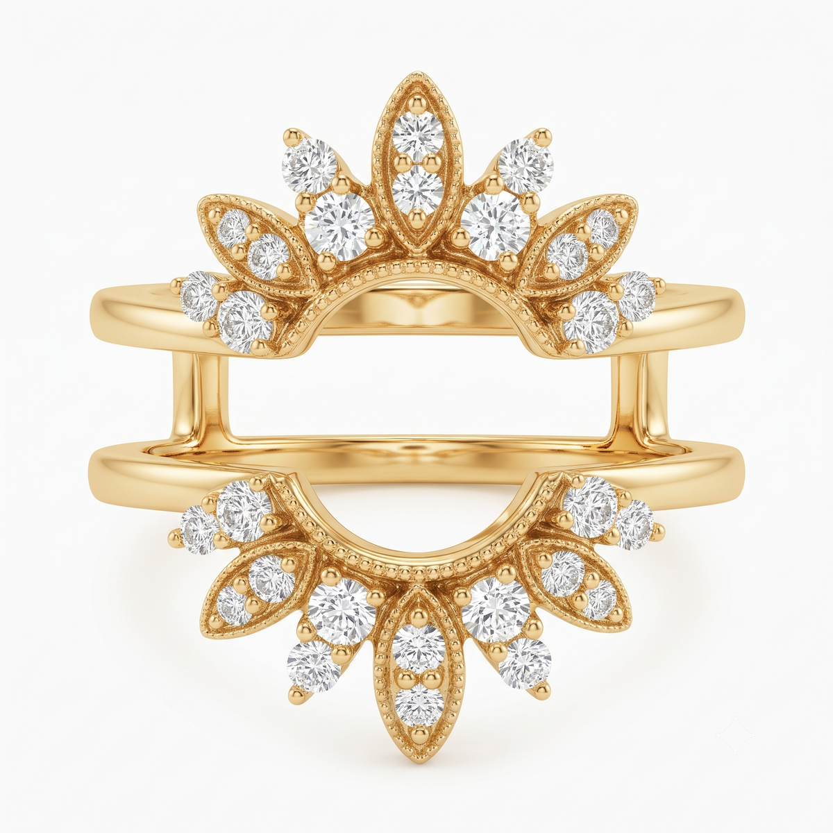 round cut floral lab grown diamond ring