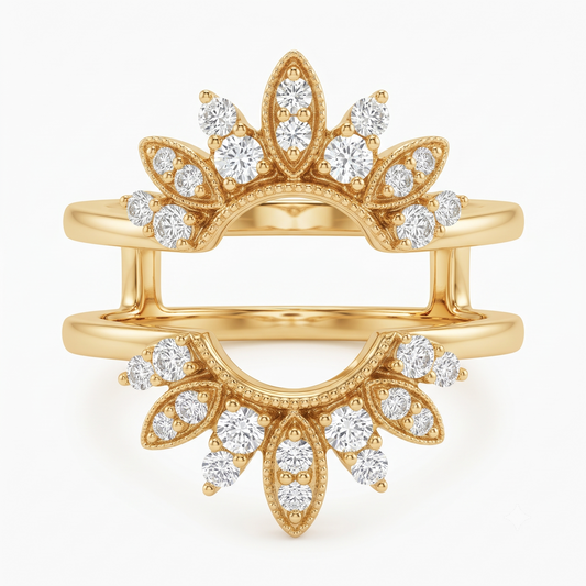 round cut floral lab grown diamond ring