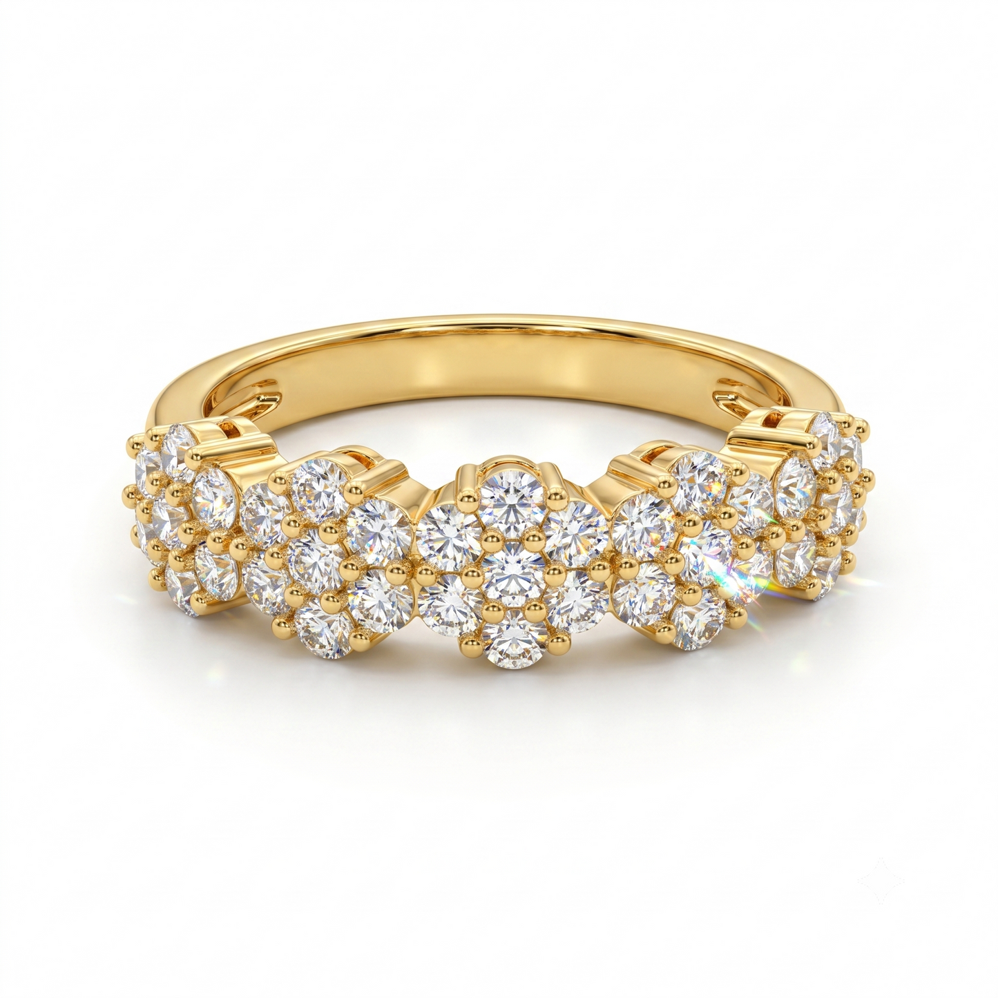 0.300ct Lab Grown Diamond Cluster Ring, 14K Gold Floral Diamond Band