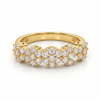 0.300ct Lab Grown Diamond Cluster Ring, 14K Gold Floral Diamond Band