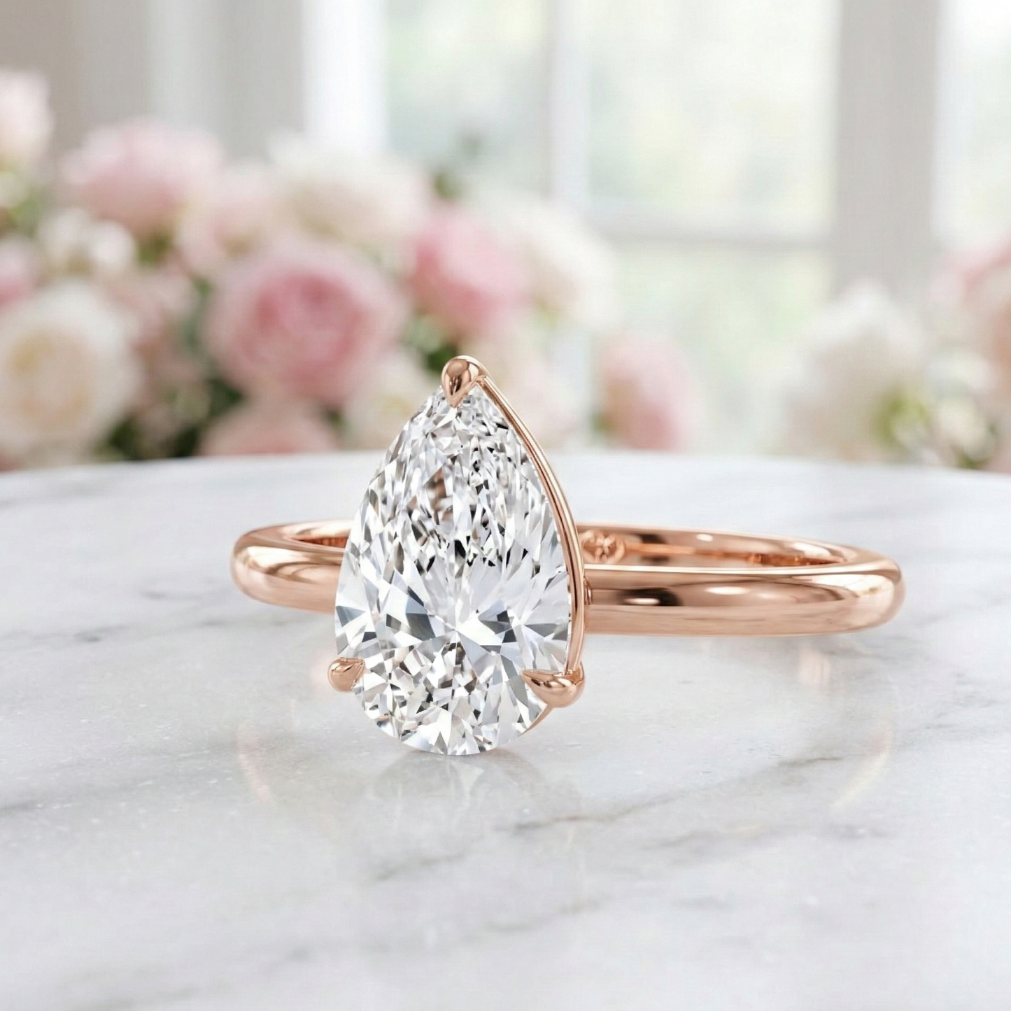 2 Ct Pear Lab Diamond Solitaire Ring
