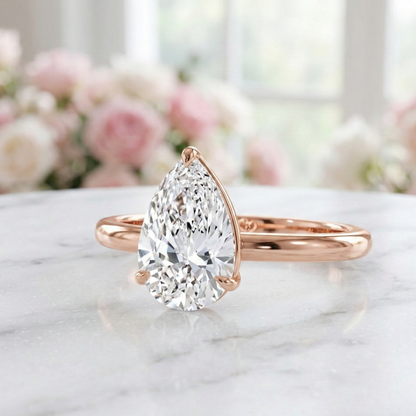 2 Ct Pear Lab Diamond Solitaire Ring