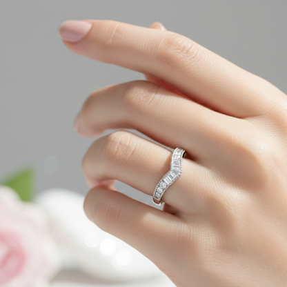 0.400Ct Curved Moissanite Wedding Band