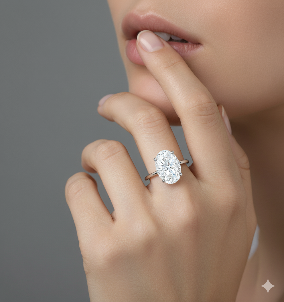 2.640 ct Vintage Oval Cut Moissanite Engagement Ring