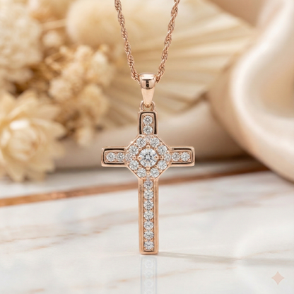 1.200ct Lab-Grown Cross Necklace