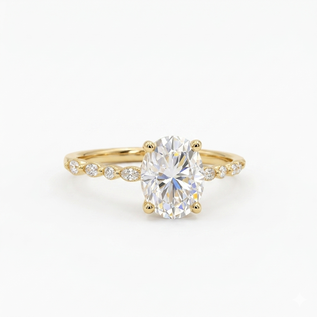 1.5CT Oval Lab Grown Diamond Engagement Ring