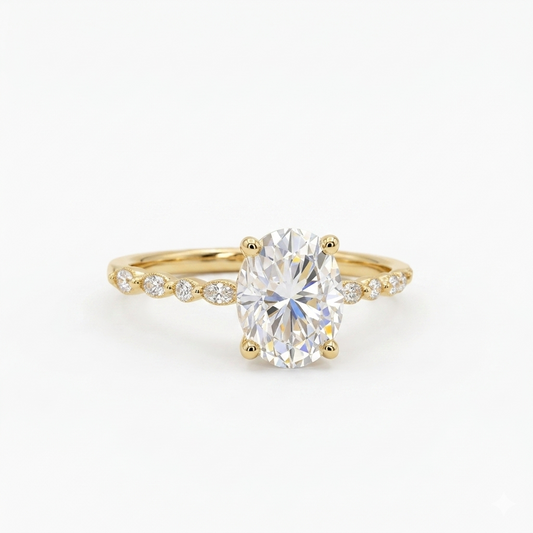 1.5CT Oval Lab Grown Diamond Engagement Ring