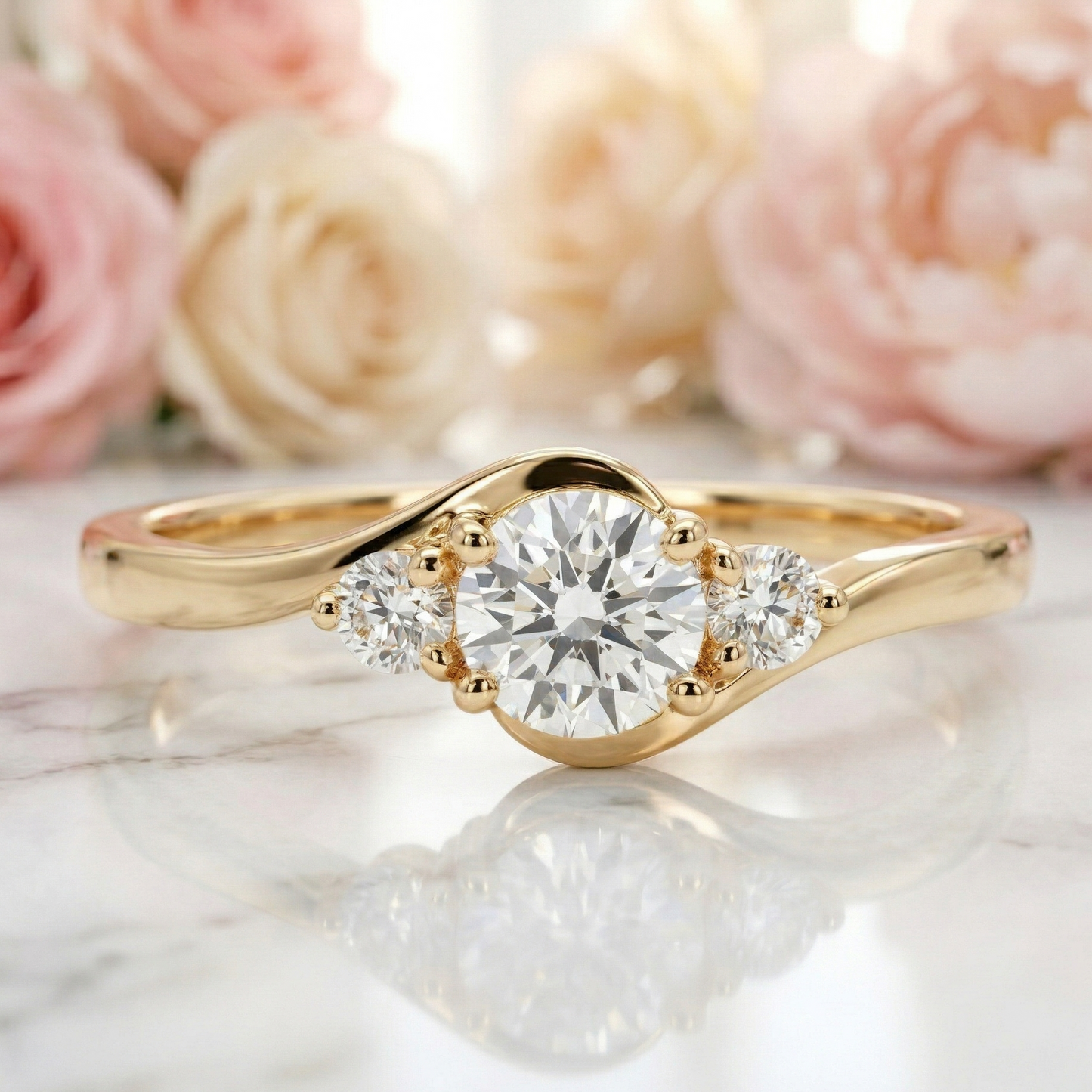 1.400ct Round Lab Grown Diamond Three Stone Engagement Ring