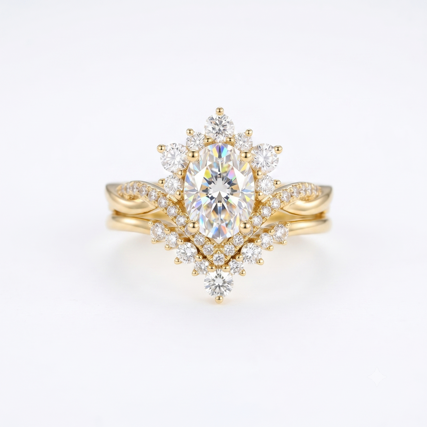 1.00ct Oval Cut Natural Diamond Engagement Ring Set