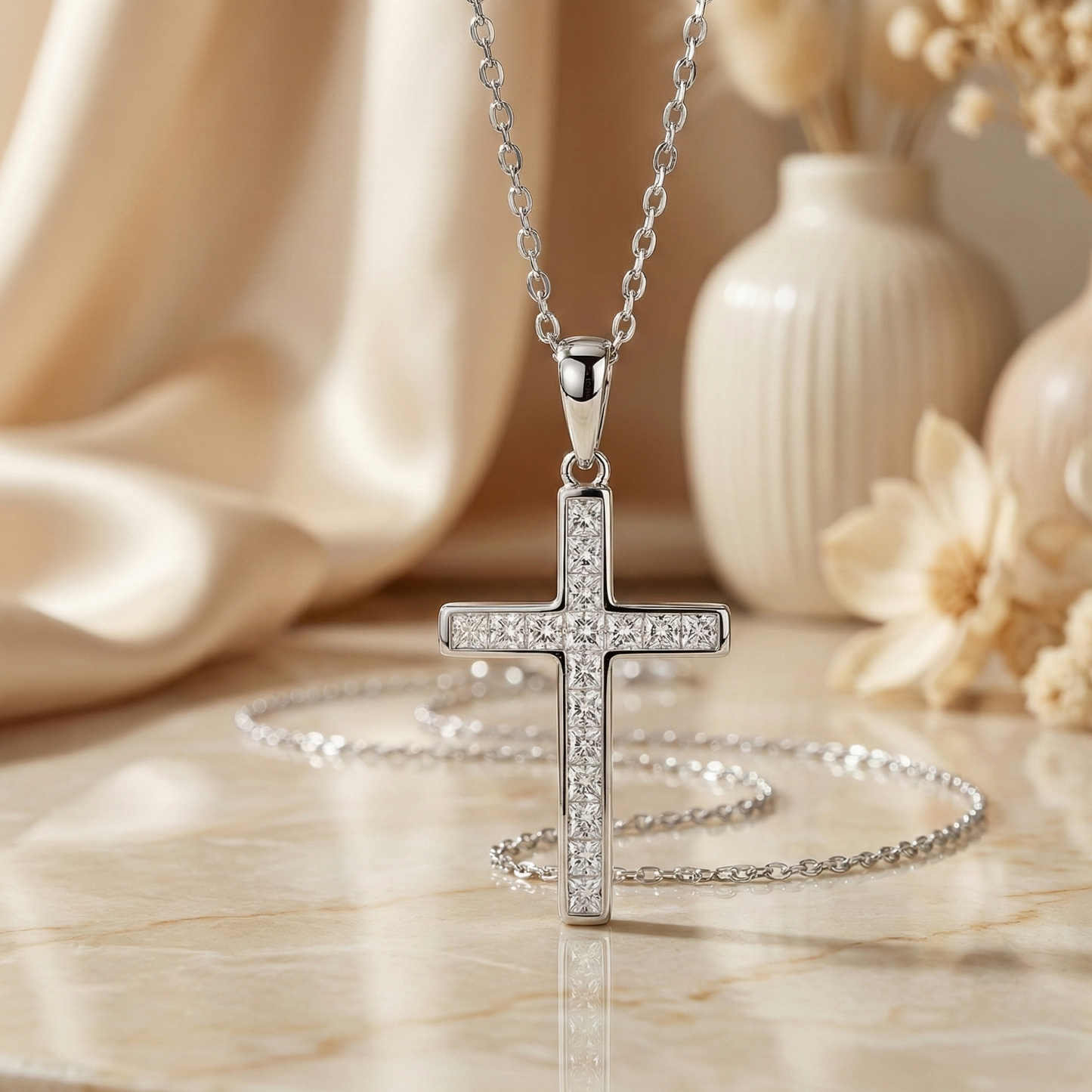 princess-cut diamond necklace gold​

