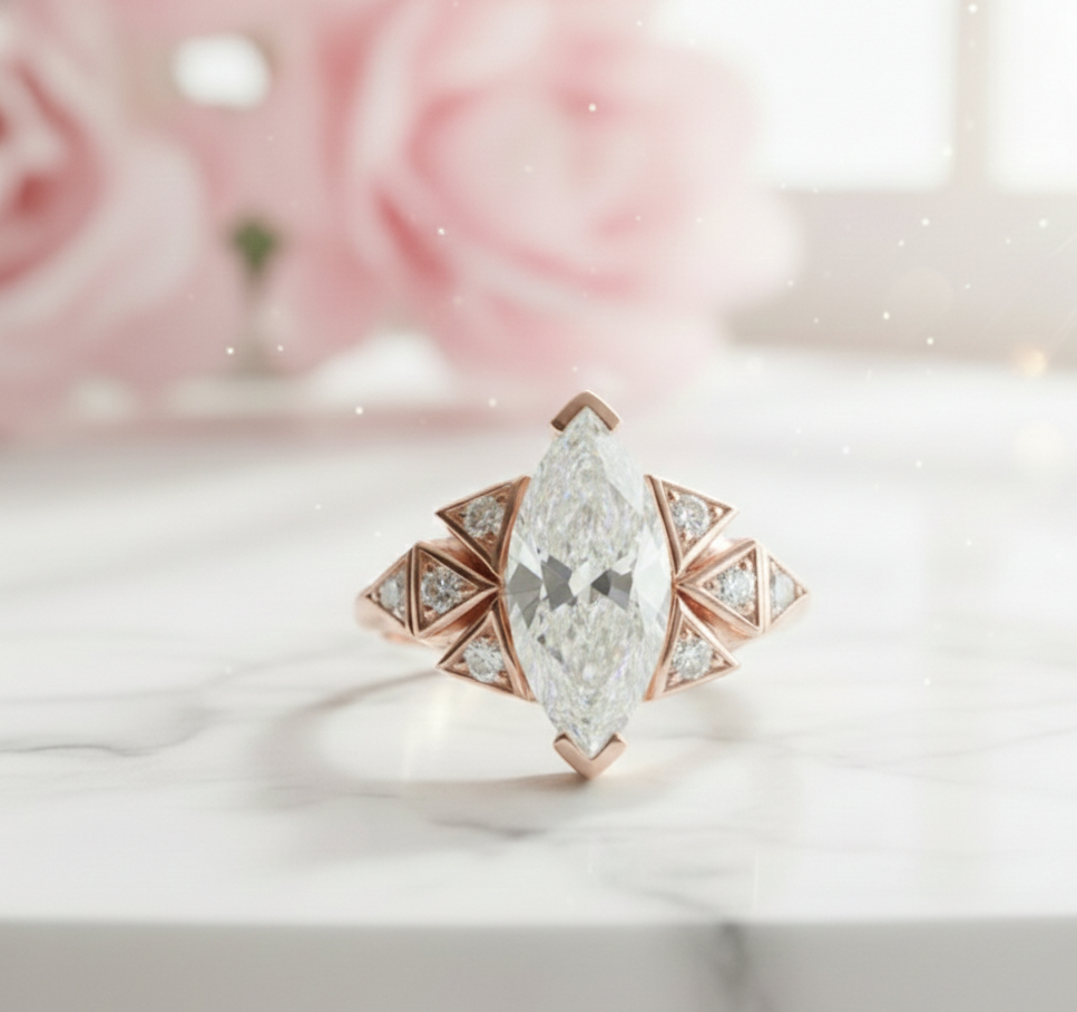 3.930ct Marquise Cut Lab-Grown Diamond Engagement Ring