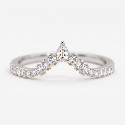 0.200 ct Pear & Round Cut Lab Grown Diamond V Shape Wedding Band Ring