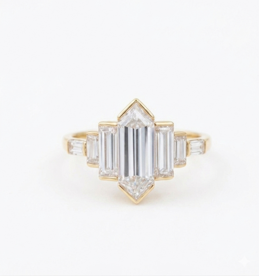 2.480 ct Hexagon Cut Lab Grown Diamond Engagement Ring