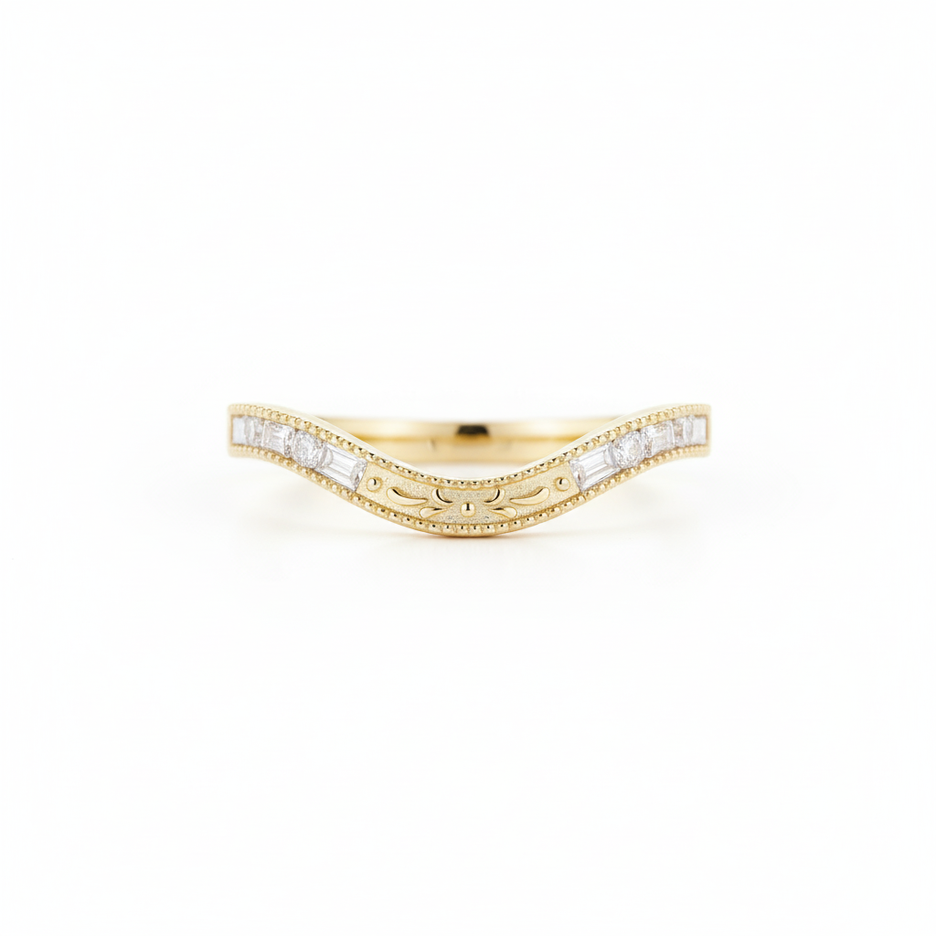 0.40 ct Vintage Curved Moissanite Wedding Band