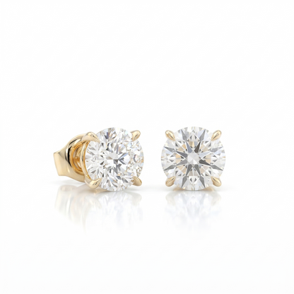 1.50Ct Round Cut Solitaire Lab Grown Diamond Stud Earrings 14K Rose Gold Earrings