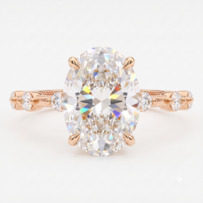 1.00ct Oval Cut Lab Grown Diamond Pavé Engagement Ring