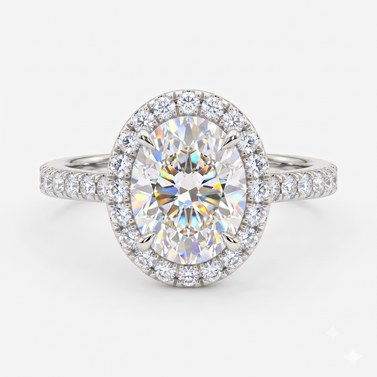 2.00ct Oval cut Halo Lab-Grown engagement ring