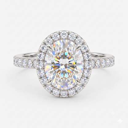 2.00ct Oval cut Halo Lab-Grown engagement ring