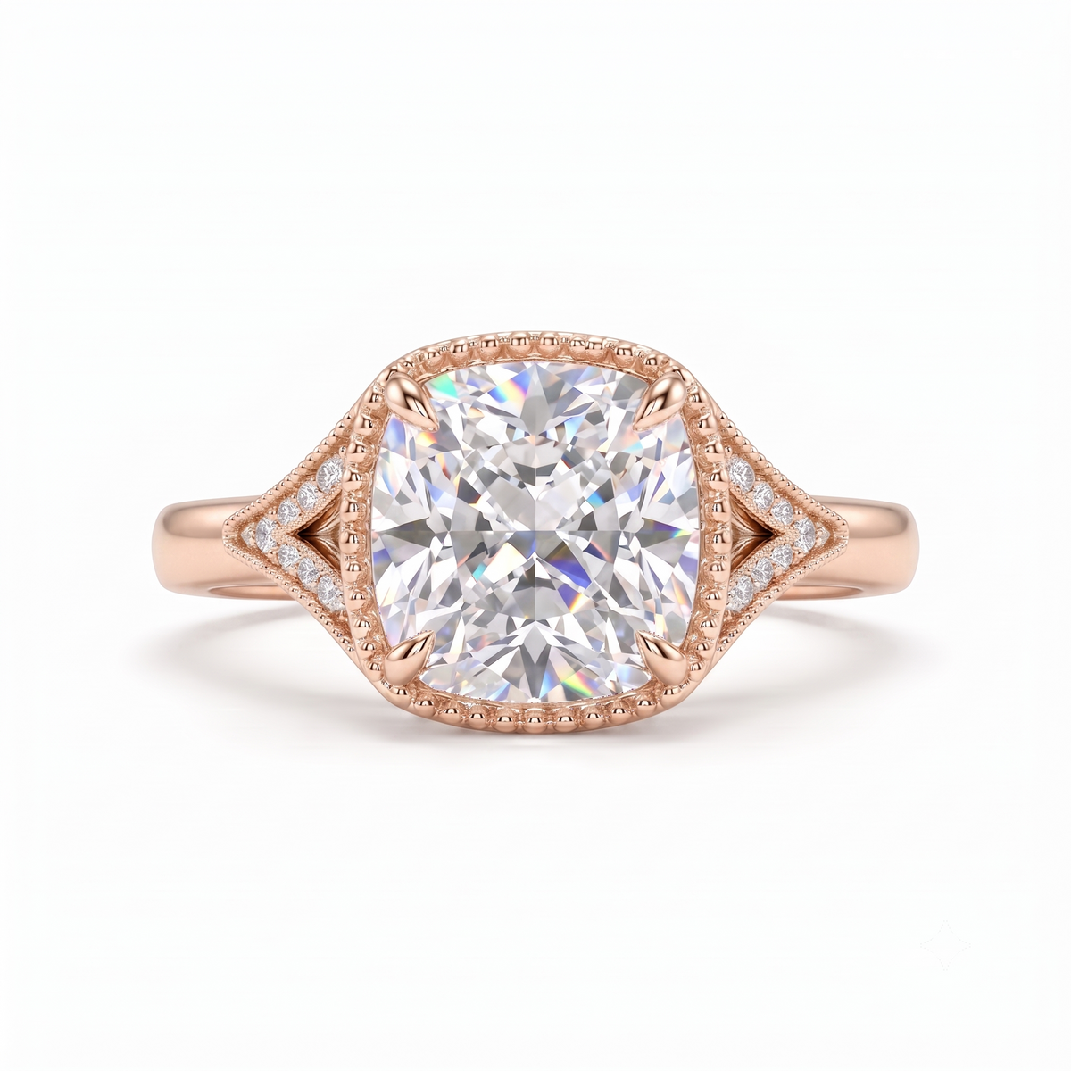 Old Mine Cut Antique Cushion Cut Lab-Grown Engagement Ring