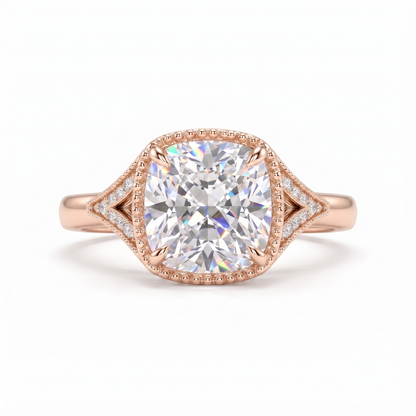 Old Mine Cut Antique Cushion Cut Lab-Grown Engagement Ring