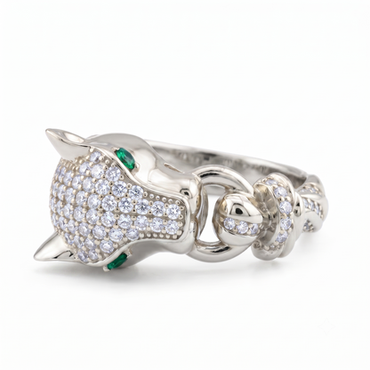 Panther Ring With Lab-Grown Diamond, Animal Ring