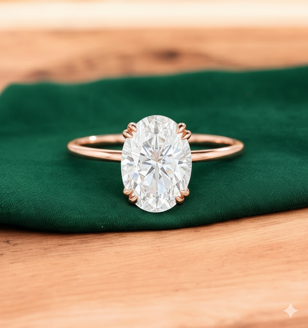 2.500 ct Oval Lab Grown Diamond Engagement Ring • 14K Gold Solitaire Ring